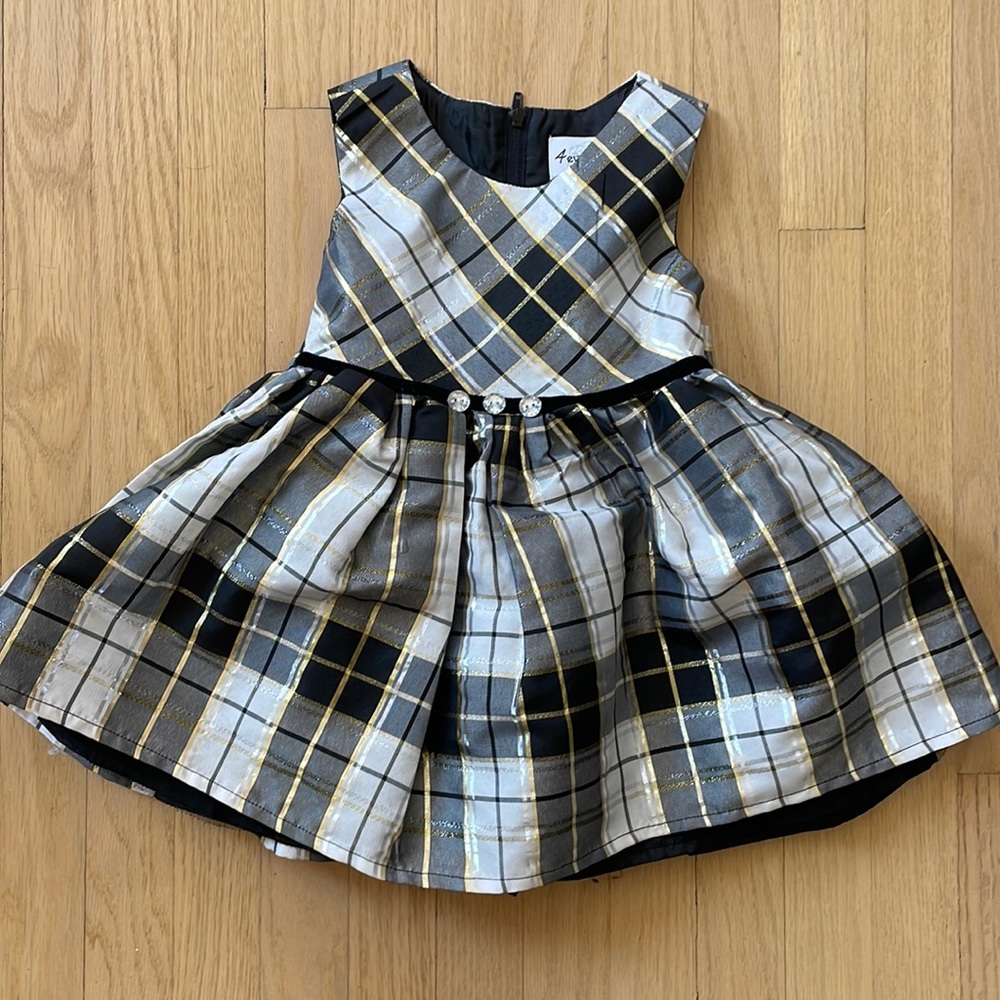 Gorgeous black, white, gold and silver formal dress for toddler